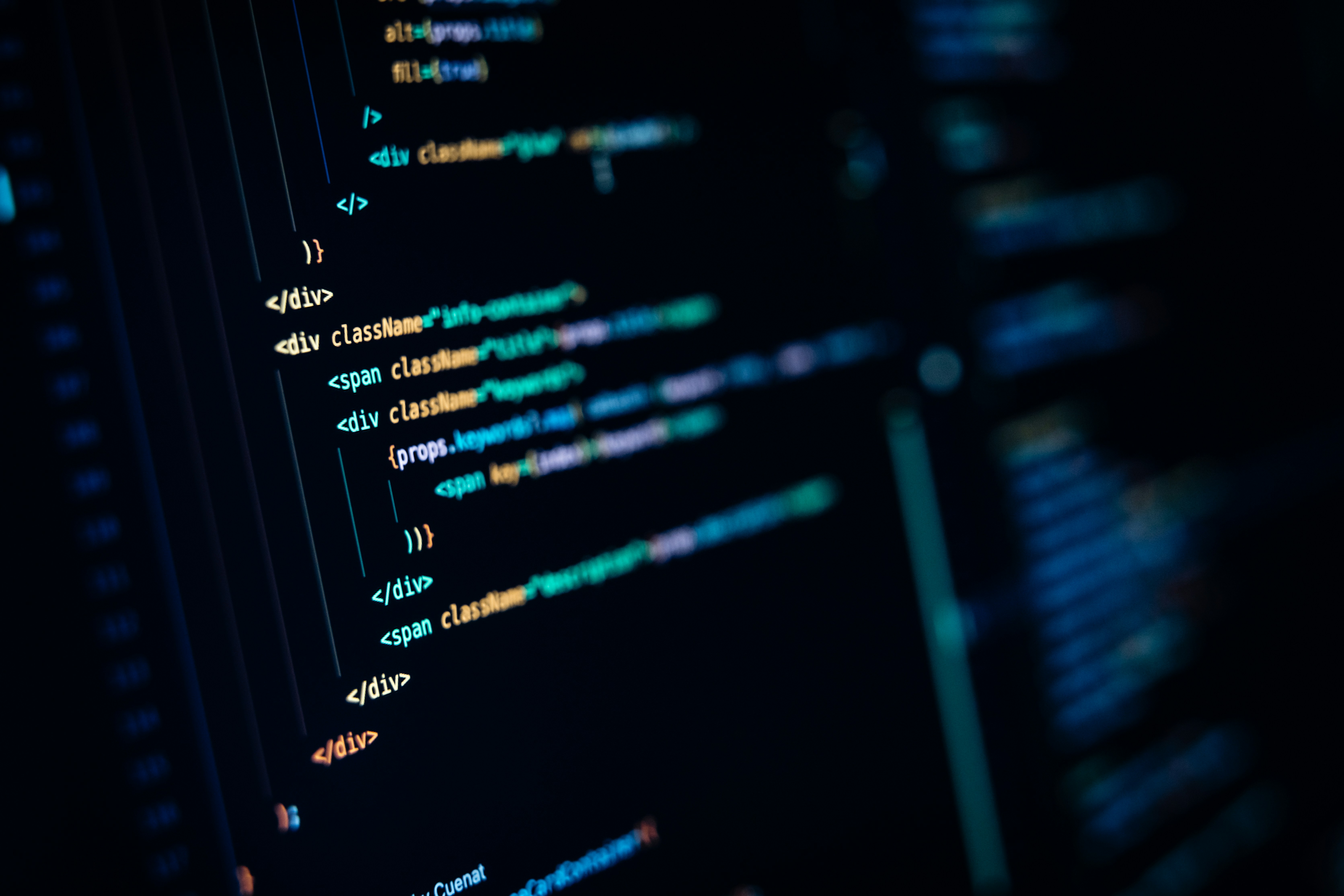 Close-up of a computer screen showing custom code